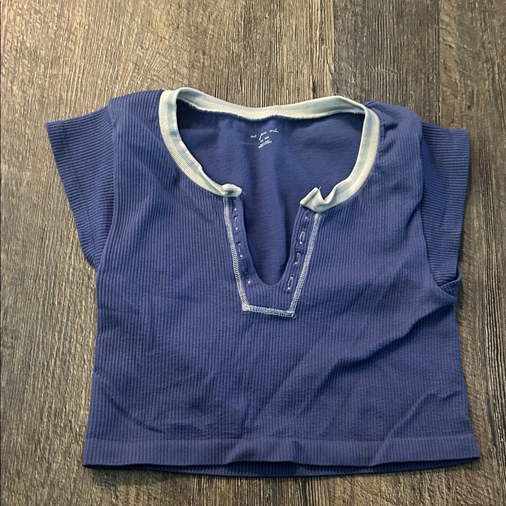 Urban Outfitters Blue Ribbed Knit Top